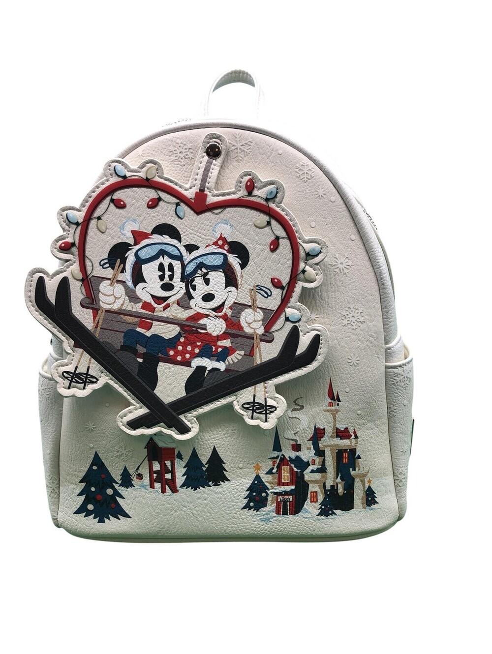 Disney Parks Loungefly Backpack Womens Mini White Mickey Minnie Ski Snow Pluto